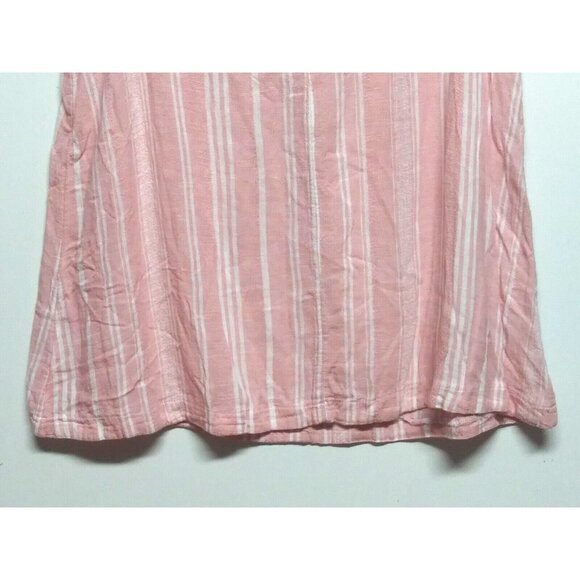 Time & Tru Women's M (8-10) Tank Top Pink Striped Linen Blend V Neck beautiful - Picture 6 of 13